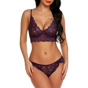 Women Lingerie Lace Babydoll Bra and Panty Set